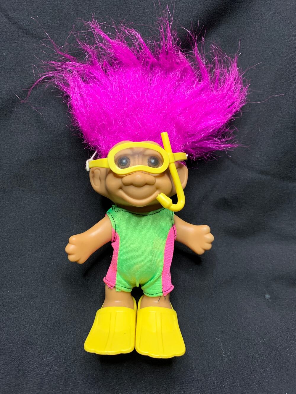 Vintage 1990s Russ Troll Doll Snorkeler Pink Hair Fins 18414